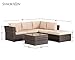 SUNCROWN Outdoor Patio Furniture 4-Piece Wicker Sofa Set Patio Furniture Set and Glass Coffee Table, Brown