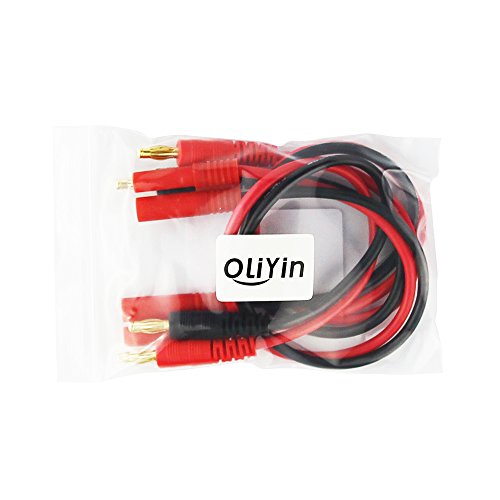 OliYin HXT 4mm Charge Cable to 4.0mm Banana Connector Plug with 14awg 30cm 11.8inch Silicone Wire(pack of 2)