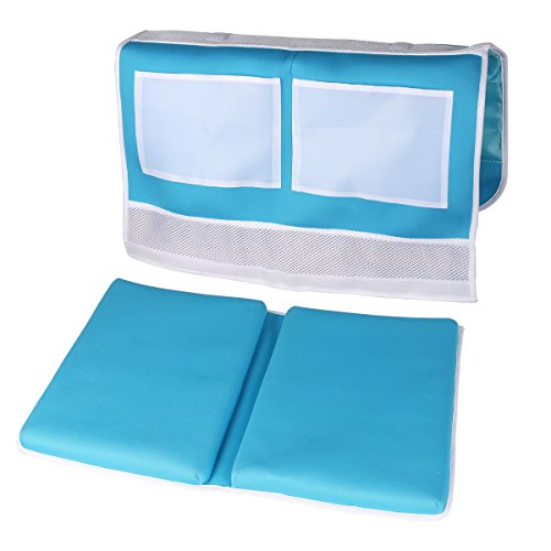 Bath Kneeler and Elbow Rest Bathtub Kneeling Pad with Toy Organizer - Baby Kneeling Mat for Baby Bath Time, Garden Work, Exercise - Detachable and Foldable Child Bath Tub Padding for Parents - Blue