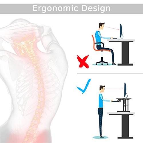Height Adjustable Standing Desk, Alloyseed Ergonomic Sit Stand Gas Spring Riser Converter Workstation, with Quick Release Keyboard Tray