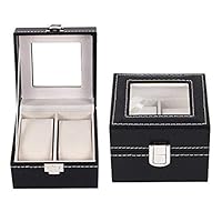 JIANGXIUQIN Watch Box 2 Watch/Jewellery Display Storage Box Case Leather Organiser for Men Women