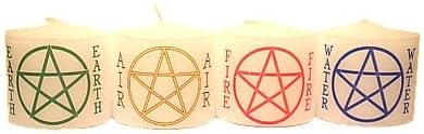 Spellweaver Element Pentacle Set of 4 Keepsake Votive Candles (Air, Earth, Fire, Water) with COA