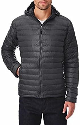32 Degrees Heat Mens Down Jacket With Hood (X-Large Tall, Shadow Grey)