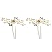 SUMAJU Gold Wedding Hair Pins, 2 Pack of Crystal Rhinestone Hair Pins for Wedding Bride Hair Jewelry Bridal Hair Accessories Gold