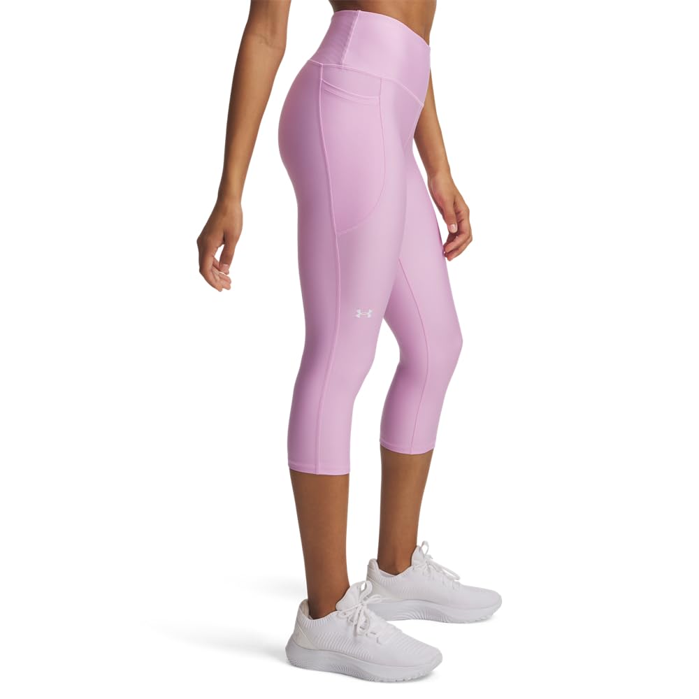 Under Armour Women's Tech High Rise Capri Leggings, (670) Pink Dawn / / White, Small Image