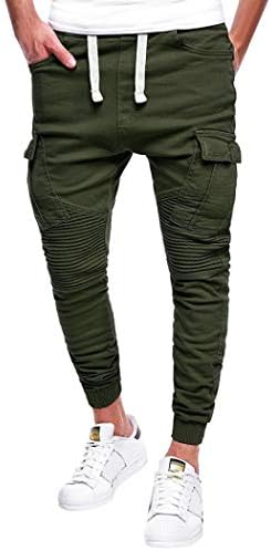 Men's Casual Sport Joint Lashing Belts Loose Outdoors Work Drawstring Pant Trousers