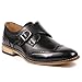 UV Signature UVS21 Men's Black Monk Strap Wing Tip Perforated Slip On Loafers Dress Shoes