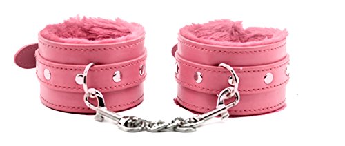 Leather Handcuffs Adjustable Plus Sleeping Mask Kit (Black) (Pink)