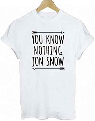 Meyerlbama Womens Tee, You Know Nothing Jon Snow Blouse Short Sleeve Tops Casual T-Shirt (XL, White)