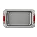 Cake Boss Deluxe Nonstick Bakeware 9-Inch by 5-Inch Loaf Pan, Gray with Red Silicone Grips