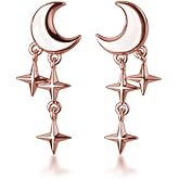 SLUYNZ 925 Sterling Silver Tiny Moon Star Earrings Studs for Women Teens Small Moon Studs Earrings Star Drop