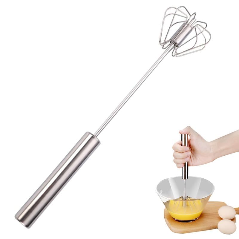 Handmixer, Halbautomatischer Schneebesen aus Edelstahl, Rotierender Halbautomatischer Eierschläger, Handrührgerät zum Kochen von Eiern und Milch in der Küche zu Hause (14 Inche)