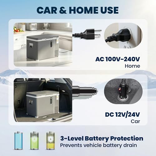 Outsunny 12 Volt Car Refrigerator, Dual Zone 48QT Car Fridge with App Control, 12/24V DC and 100-240V AC, -4℉-68℉, Portable Freezer Compressor for Travel, Truck, Campervan, RV