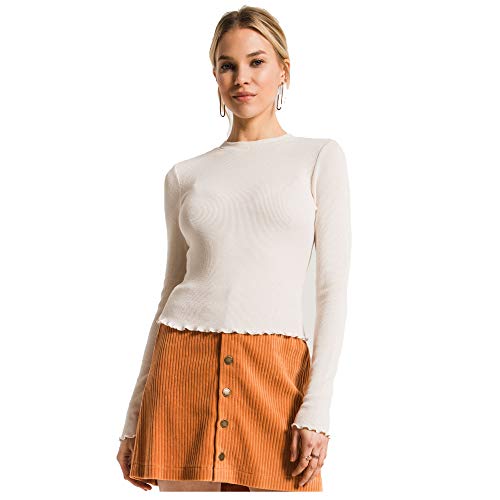 Z Supply Clothing Women's Fitted Thermal Long Sleeve Crew T-Shirt, Champagne Mist (CMI), Large