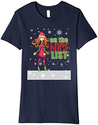 Womens On the Nice List Chic Sassy Christmas Shirt For Teenagers Medium Navy