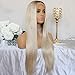 DBOWIN QUEEN HAIR Long Grey Body Wavy Lace Front Wigs for Women Thick Soft Heat Resistant Gray Ombre Synthetic Wig Fiber Hair for Halloween (Ombre Blonde, 24inch)