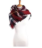 Lady's Large Blanket Tartan Scarf Shawl Stole Plaid Checked Pashmina Camel Green Red (Red)