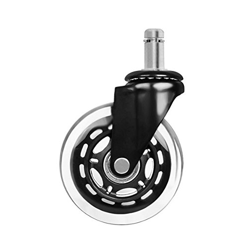 Owfeel 3-Inch Office Chair Caster Wheels Replacement for Desk Floor Mat - Rollerblade Style(Set of 5)