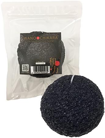 Konjac Sponge"WANOCHIKARA" 100% Natural Japanese Facial Sponge Puff Charcoal