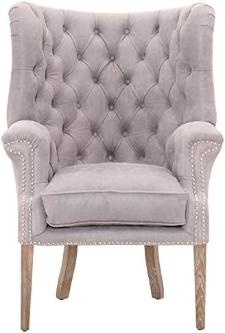 Orient Express Furniture Hughes Club Chair, Pearl Gray Leather