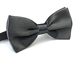 Sunny Ocean Adjustable Clip On Bow Tie for Men Grey Tuxedo Bowtie Dark Grey