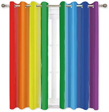 Misscc Decorative Blackout Curtains,Art Rainbow Color Paint Splash Background,Living Room Bedroom Kitchen Cafe Curtains, Window Treatments Drapes 2 Panel Set