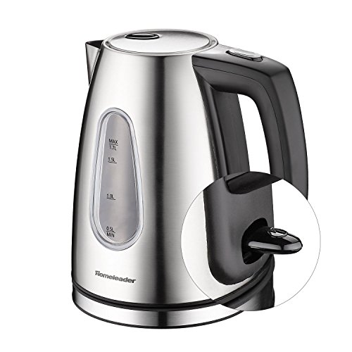 Click Here to See More Images Electric Kettle 1.7L Stainless Steel Tea Kettle with Auto Shut-Off, 1000W Fast Boiling Water Kettle, Hot Water Kettle Electric with Boil-Dry Protection By Homeleader