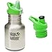 Klean Kanteen Kid Kanteen Bundle - 2 Items: 12 Ounce Brushed Stainless Steel Water Bottle w/ Sippy Cap & Sports Cap 3.0 in Bright Green
