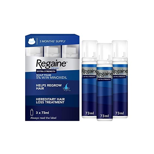 Regaine-for-Men-Hair-Loss-Regrowth-Scalp-Foam-Treatment-with-Minoxidil-73-ml-3-Month-Supply-Packaging-May-Vary Regaine for Men Hair Loss & Hair Growth Scalp Foam Treatment with Minoxidil, 3 Month Supply, 3 x 73ml