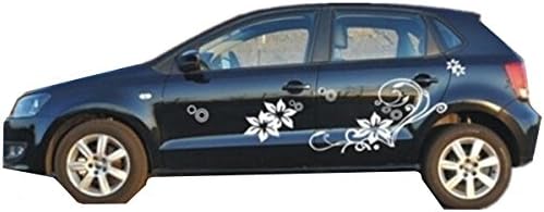 Fochutech1 Set Car Auto Body Sticker Flower Vine Self-Adhesive Side Truck Vinyl Graphics Decals Simple (White)