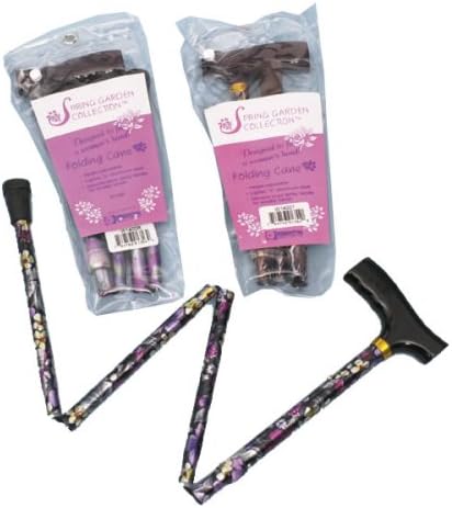 Essential Medical Supply Spring Garden Collection Folding Wood Derby Handle Cane, Wildflower