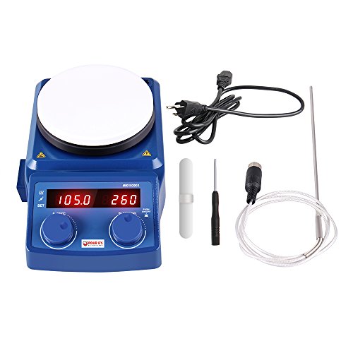 Four E's 5 Inch LED Digital Hotplate Magnetic Stirrer with Ceramic Coated Plate 100-1500RPM,5L, 600W for Scientific Laboratory - US Plug - Thumbnail 6