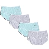 WoFee Young Girls' 100% Cotton Menstrual Period Anti-penetration Pants Pack of 4 Blue+Grey Size L