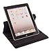 Ctech 360 Degrees Rotating Stand (Black Embossed Flower) Luxury Leather Case for Apple iPad 2 with Smart Cover Wake/Sleep Function