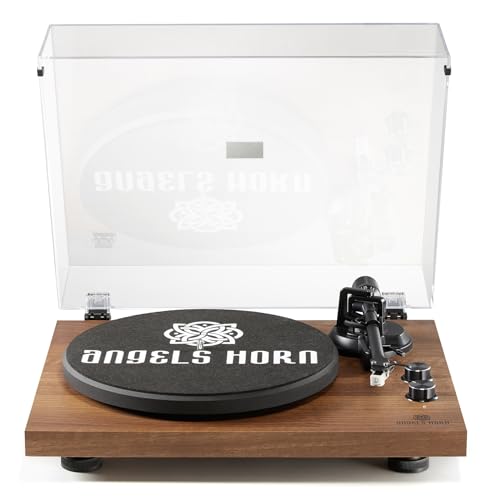Angels Horn Platine Vinyle, Tourne Disque Bluetooth, Tourne Disque Vinyle Avec Cartouche Magnétique At-3600L À 2 Vitesses 33 + 45 Tr/Min, Prise En Charge De La Sortie Rca