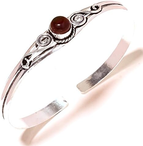 Gift For Ladies! Handmade Jewelry! Red Dyed Ruby Sterling Silver Overlay Bangle/Bracelet Free Size