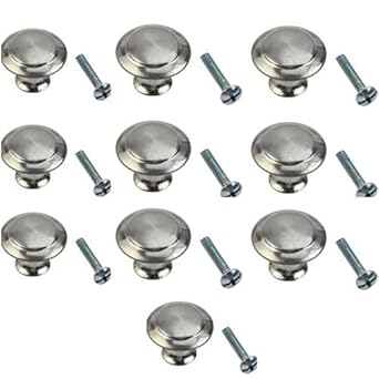 KINWAT 10pcs Round Stainless Steel Cabinet Knobs Easy Use