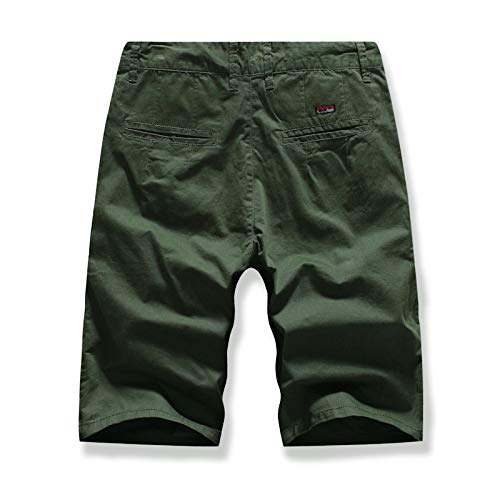 Allywit Mens Cargo Shorts Pants Loose-Fit Casual Work Pants Outdoor Sports Hiking Cycling Cropped Trousers Green