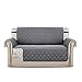 H.VERSAILTEX Loveseat Couch Cover Reversible Couch Covers for 2 Cushion Couch Water Resistant Furniture Protector Cover with Elastic Strap for Pets Kids(Loveseat, Grey/Beige)