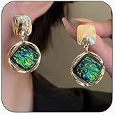 Western Earrings for Women Geometric Square Rhombus Statement Earrings Colorful Lightweight Acrylic Resin Earring Vintage Boho Hypoallergenic Drip Oil Earring Birthday Party Prom Wedding Holiday Jewelry