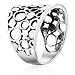 925 Sterling Silver Wide Band Geometric Ring - Size 6