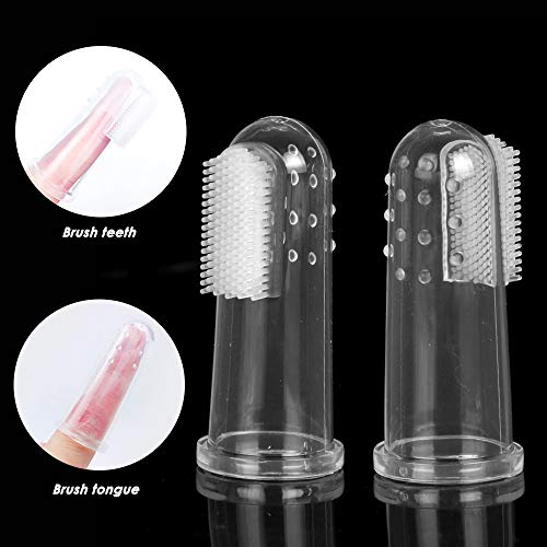 SourceTon Set of 15, Pet Toothbrush Set, 5 Dual Headed Toothbrush Dog Toothbrush and 10 Finger Toothbrush, for Dental Care of Dog & Cat