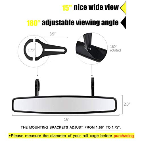[NEWEST] 15" Wide Angle UTV Rear View Race Mirror with AntiScratch
