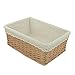Rurality Rectangular Willow Wicker Storage Shelf Basket with Liner, Large