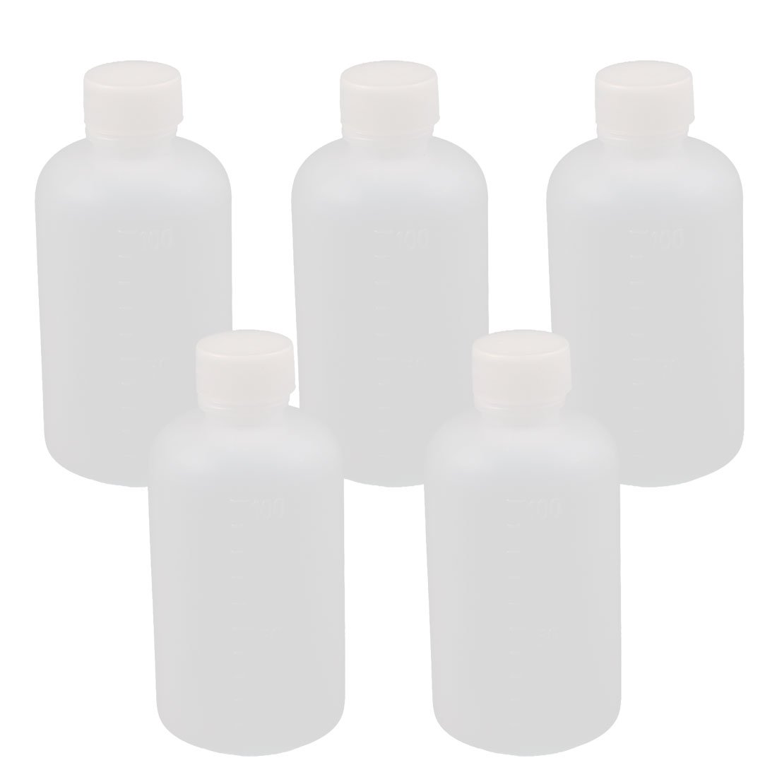 sourcingmap 5Pcs 100ml Plastic Small Mouth Chemical Laboratory Reagent Bottle Sample Bottle