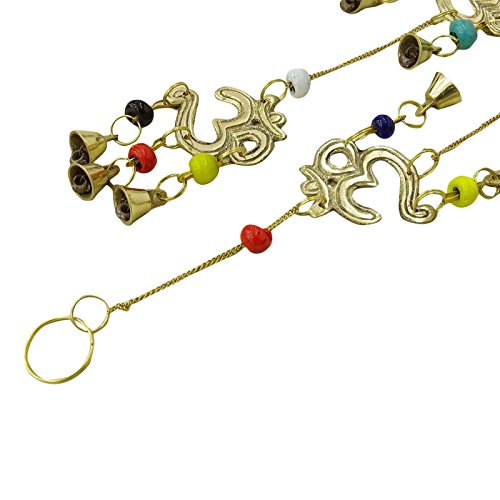 Religious Om Wall Hanging Gold Tone Brass Bell Décor Indian Home Decorative
