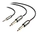 J&D 1/8 to 1/4 Stereo Cable, 3.5mm TRS to Dual 6.35mm TS Breakout Cable Y Splitter Cord for Amplifiers/Audio Mixer/Audio Recorder/MP3/MP4, Nylon Braid, Gold Plated Copper Shell, 15 Feet