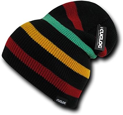 CUGLOG Monte Fitz Roy Striped Pattern Slouch Beanie_Rasta_One Size
