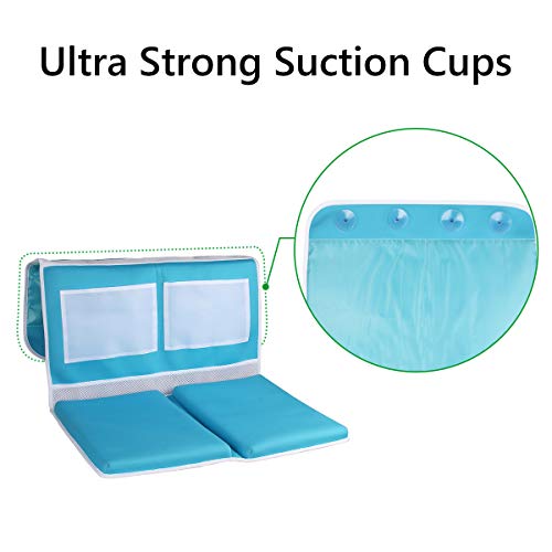 Bath Kneeler and Elbow Rest Bathtub Kneeling Pad with Toy Organizer - Baby Kneeling Mat for Baby Bath Time, Garden Work, Exercise - Detachable and Foldable Child Bath Tub Padding for Parents - Blue
