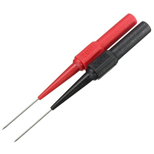 TestHelper TP161RDx5 Insulation Piercing Needle Non-destructive Pin Test Probes,4mm Banana Socket for Car Tester Red/Black